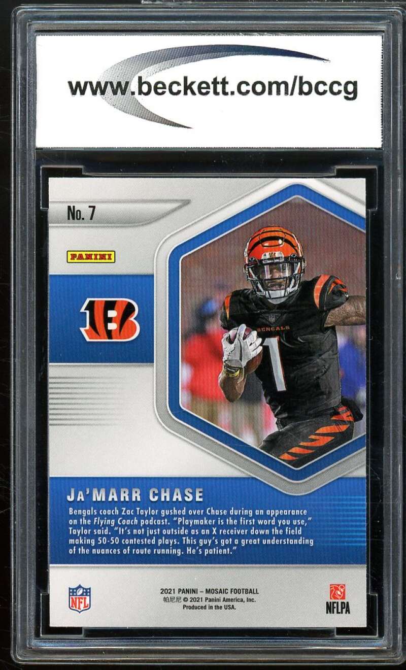 2021 Panini Mosaic Blue Chips #7 Ja'Marr Chase Rookie Card BGS BCCG 10 Mint+ Image 2