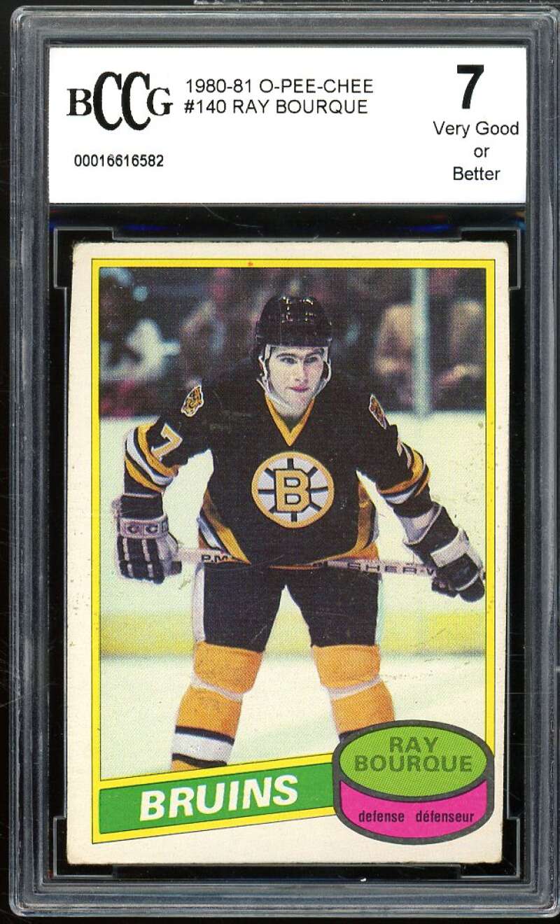 1980-81 O-Pee-Chee #140 Ray Bourque Rookie Card BGS BCCG 7 Very Good+ Image 1