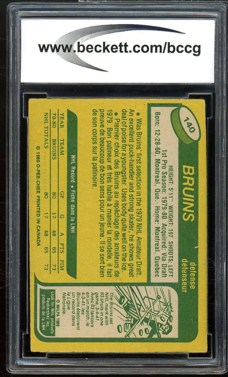 1980-81 O-Pee-Chee #140 Ray Bourque Rookie Card BGS BCCG 7 Very Good+ Image 2