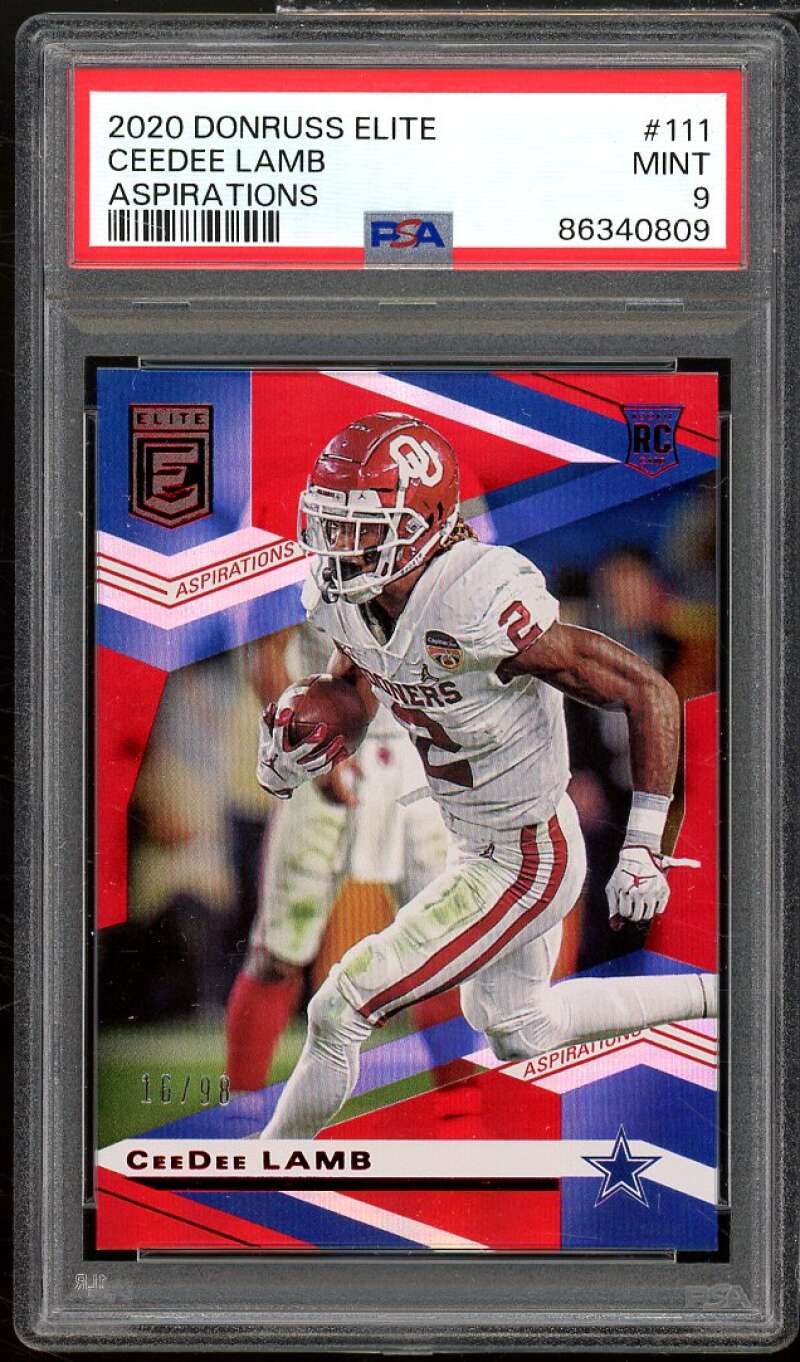 CeeDee Lamb Rookie Card 2020 Donruss Elite Aspirations #111 PSA 9 Image 1