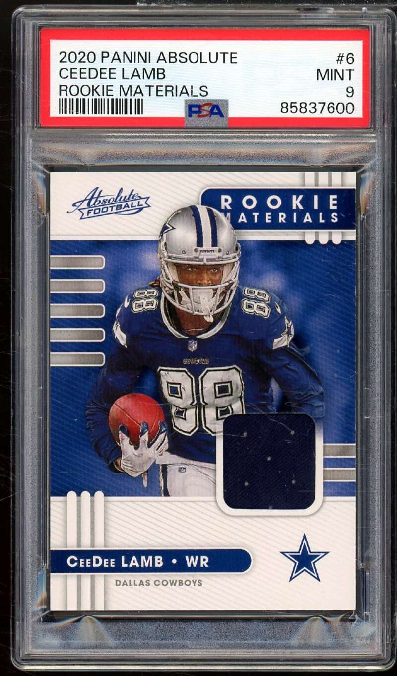 CeeDee Lamb Rookie Card 2020 Panini Absolute Rookie Materials #6 PSA 9 Image 1