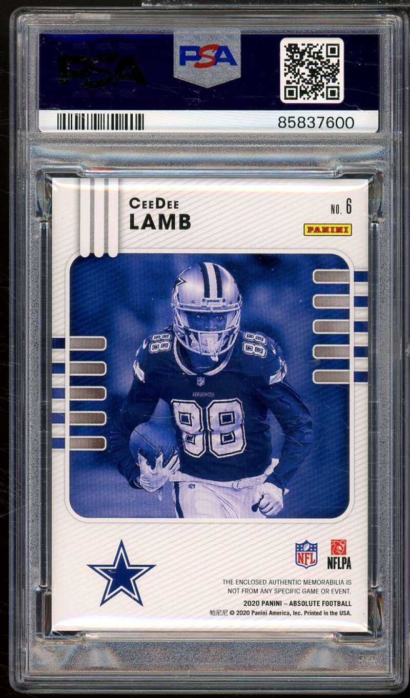 CeeDee Lamb Rookie Card 2020 Panini Absolute Rookie Materials #6 PSA 9 Image 2