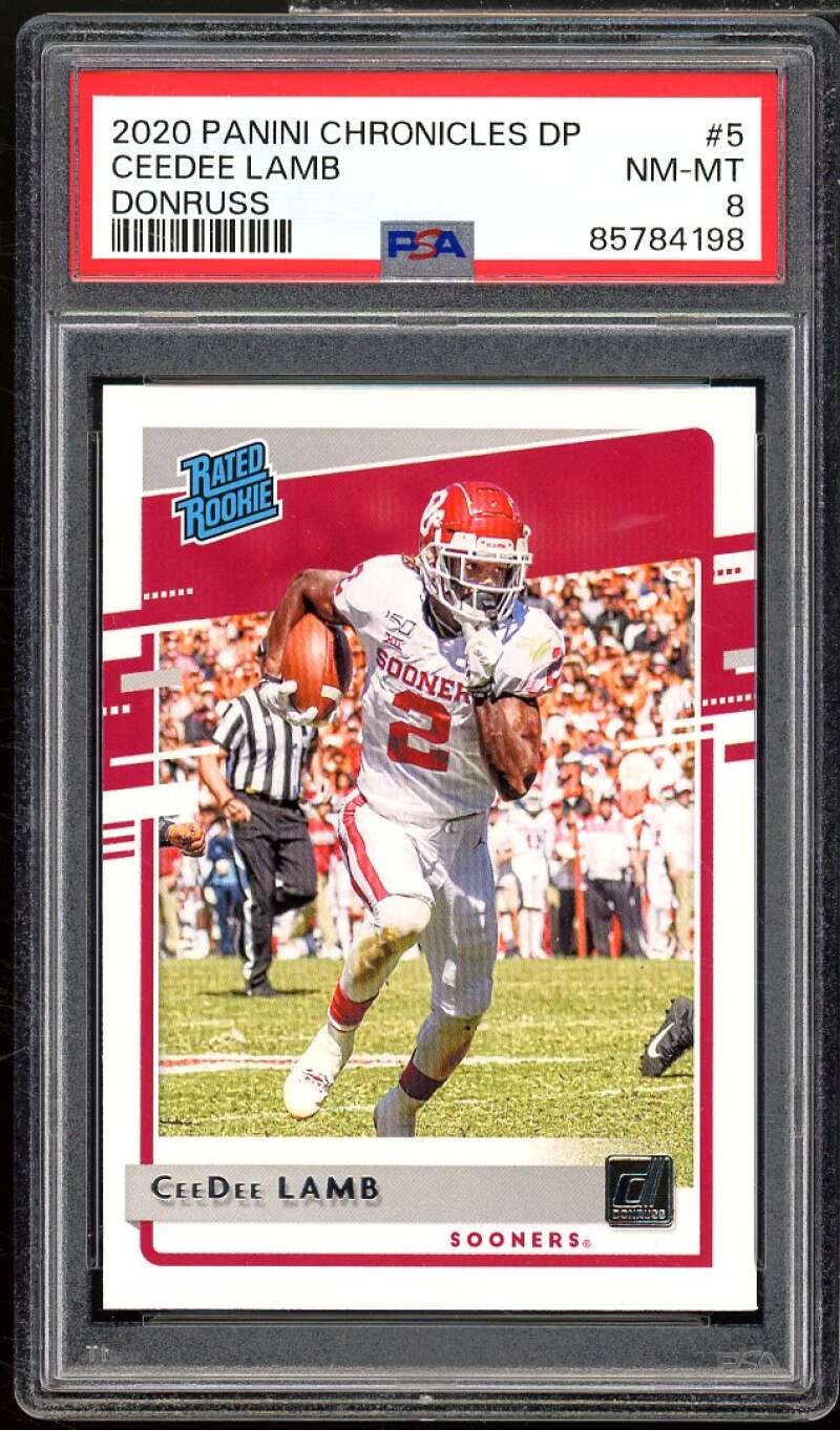 CeeDee Lamb Rookie Card 2020 Chronicles DP Donruss #5 PSA 8 Image 1