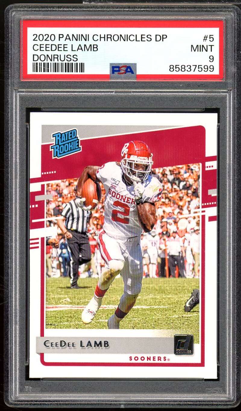 CeeDee Lamb Rookie Card 2020 Chronicles DP Donruss #5 PSA 9 Image 1