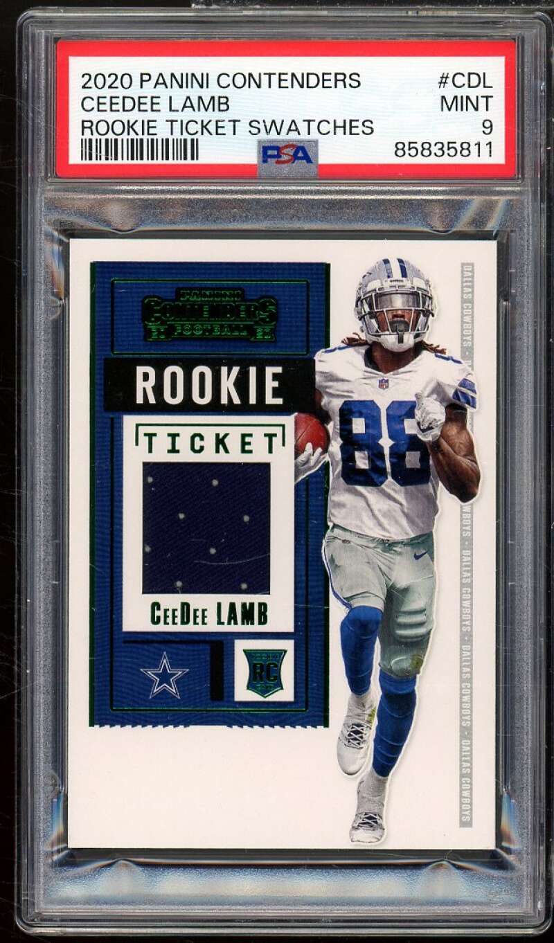 CeeDee Lamb Rookie Card 2020 Panini Contenders Rookie Ticket Swatches #CDL PSA 9 Image 1