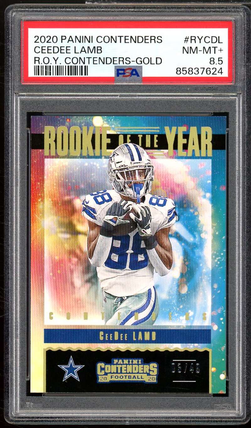 CeeDee Lamb Rookie 2020 Panini Contenders Rookie of Year Gold #RYCDL PSA 8.5 Image 1