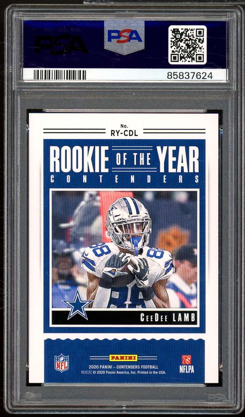 CeeDee Lamb Rookie 2020 Panini Contenders Rookie of Year Gold #RYCDL PSA 8.5 Image 2