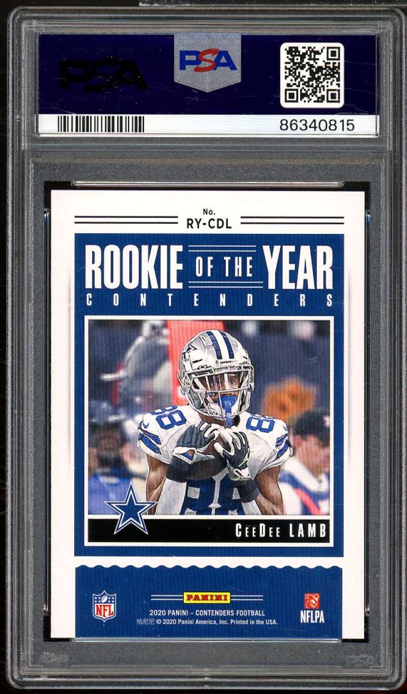 CeeDee Lamb Rookie 2020 Panini Contenders Rookie of Year Silver #RYCDL PSA 8 Image 2