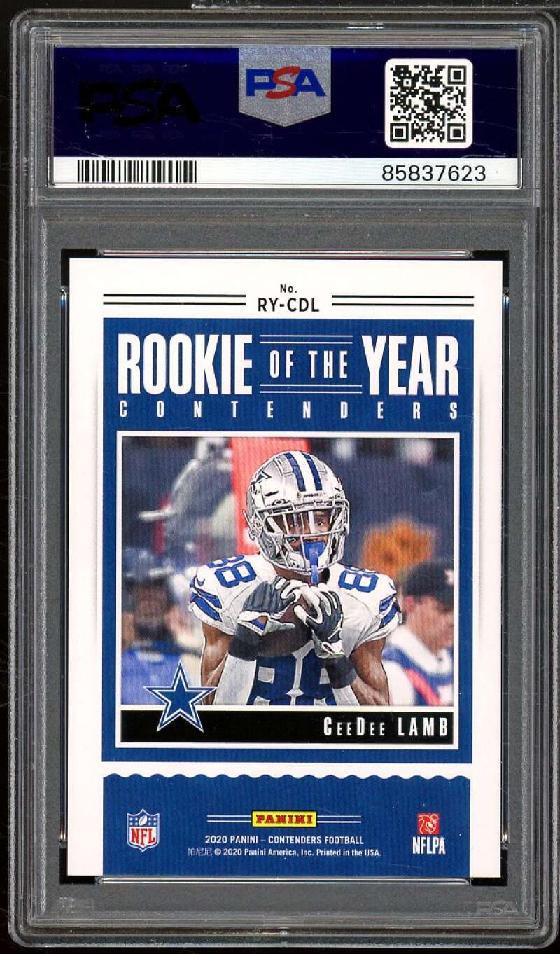 CeeDee Lamb Rookie 2020 Panini Contenders Rookie of Year Silver #RYCDL PSA 9 Image 2