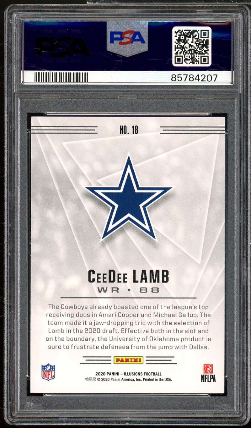 CeeDee Lamb Rookie Card 2020 Panini Illusions Retail #18 PSA 9 Image 2