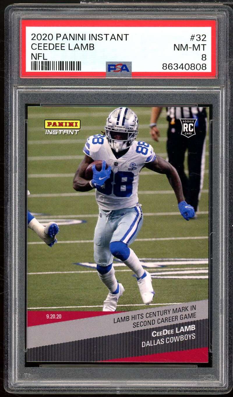 CeeDee Lamb Rookie Card 2020 Panini Instant NFL #32 PSA 8 Image 1