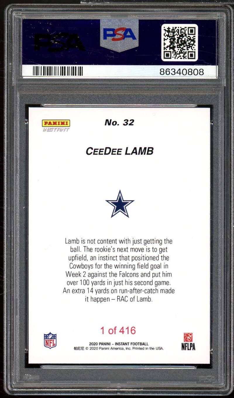 CeeDee Lamb Rookie Card 2020 Panini Instant NFL #32 PSA 8 Image 2