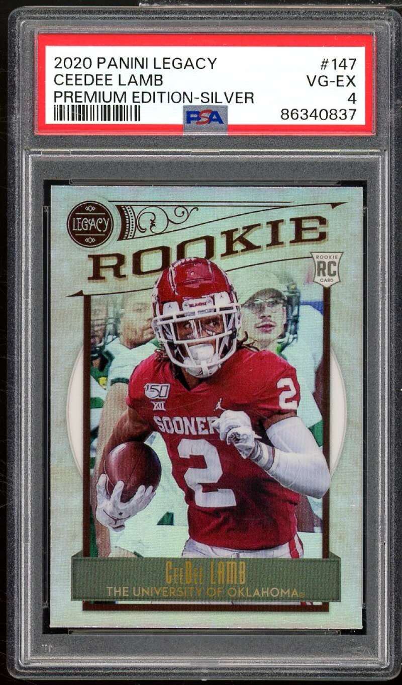 CeeDee Lamb Rookie Card 2020 Panini Legacy Premium Edition Silver #147 PSA 4 Image 1