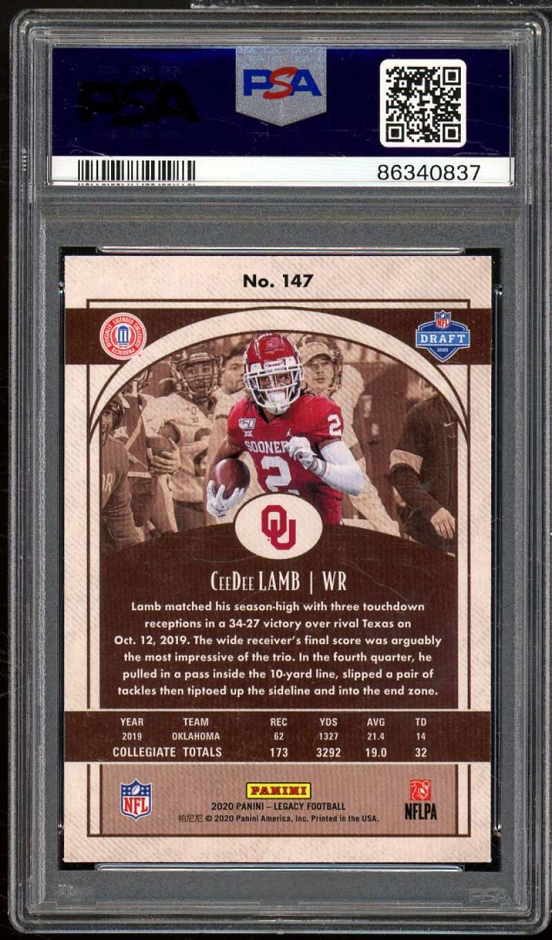 CeeDee Lamb Rookie Card 2020 Panini Legacy Premium Edition Silver #147 PSA 4 Image 2