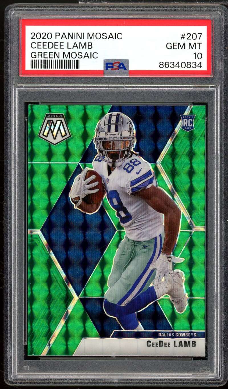 CeeDee Lamb Rookie Card 2020 Panini Mosaic Green Mosaic #207 PSA 10 Image 1