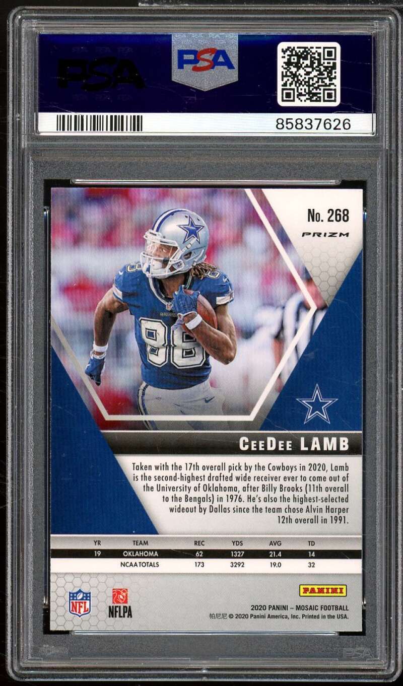 CeeDee Lamb Rookie Card 2020 Panini Mosaic Mosaic #268 PSA 10 Image 2