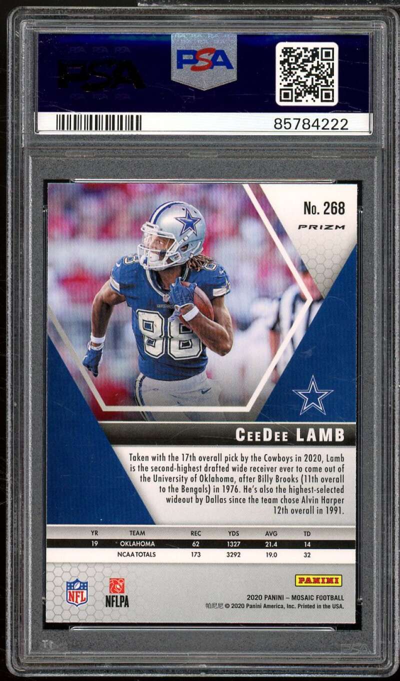 CeeDee Lamb Rookie Card 2020 Panini Mosaic Reactive Orange #268 PSA 10 Image 2