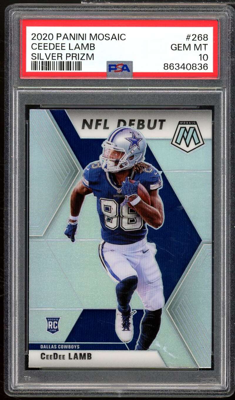 CeeDee Lamb Rookie Card 2020 Panini Mosaic Silver Prizm #268 PSA 10 Image 1