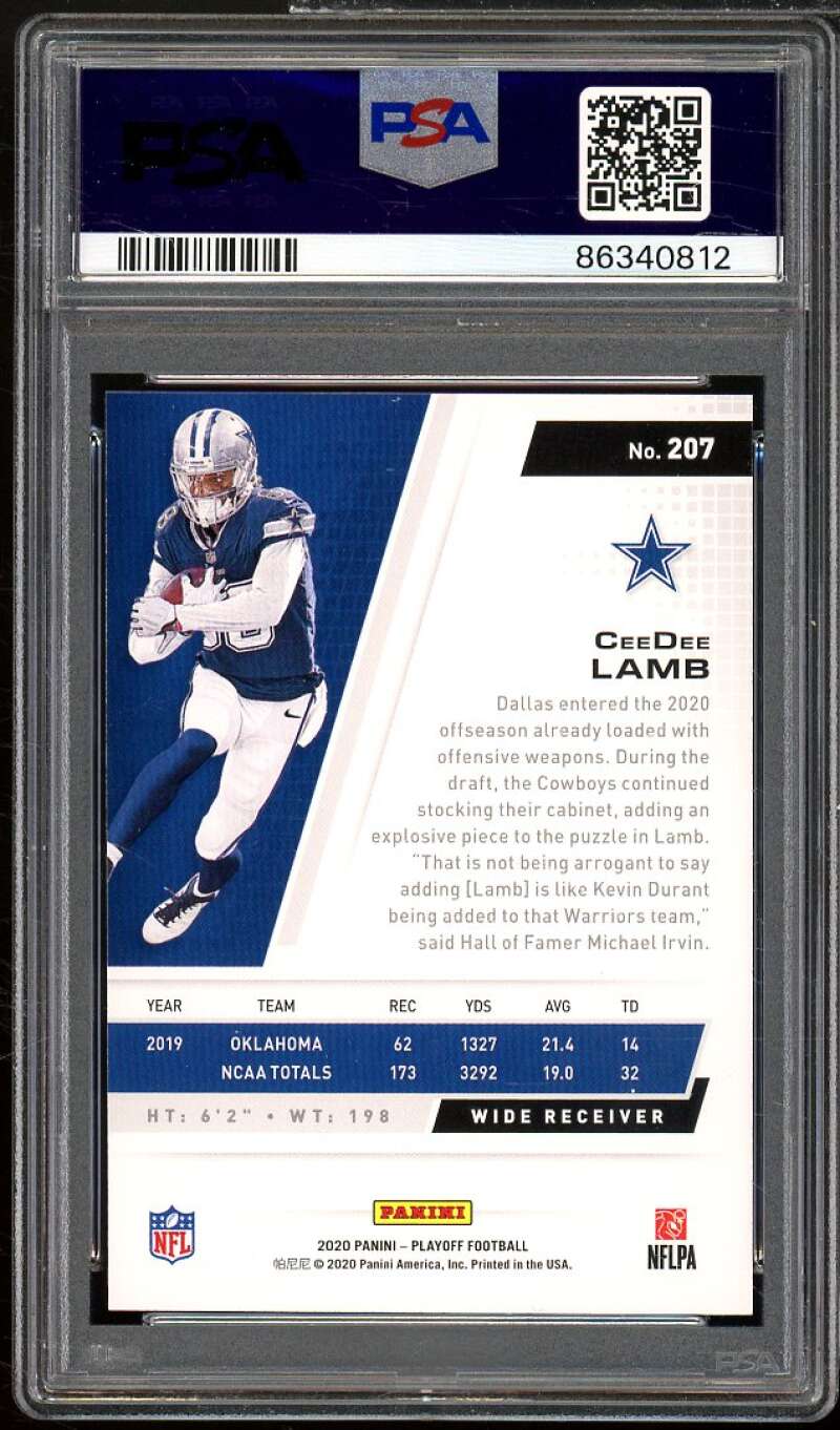 CeeDee Lamb Rookie Card 2020 Panini Playoff 1st Down #207 PSA 10 Image 2