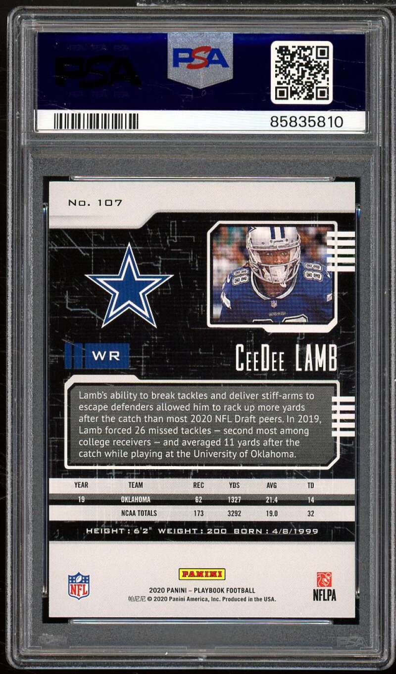 CeeDee Lamb Rookie Card 2020 Panini Contenders Rookie Ticket #107 PSA 9 Image 2