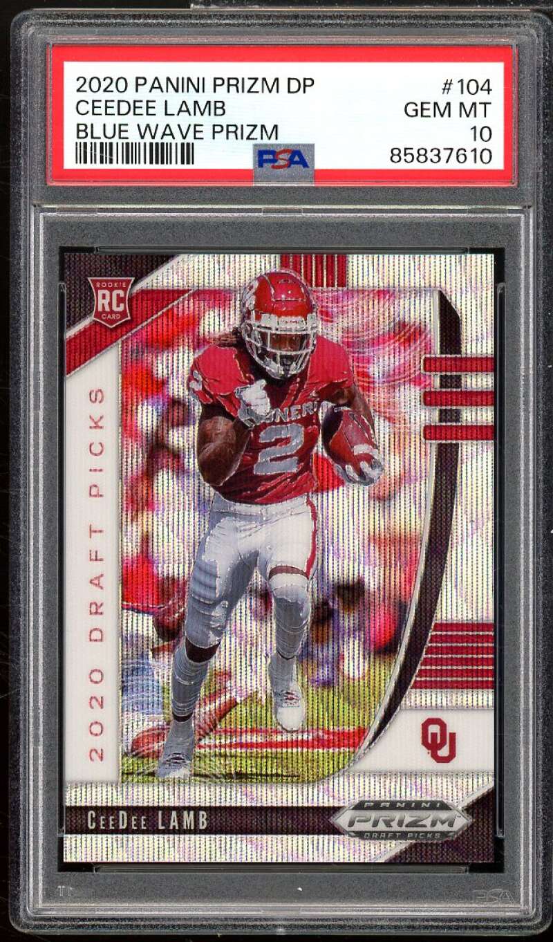 CeeDee Lamb Rookie Card 2020 Panini Prizm DP Blue Wave Prizm #104 PSA 10 Image 1