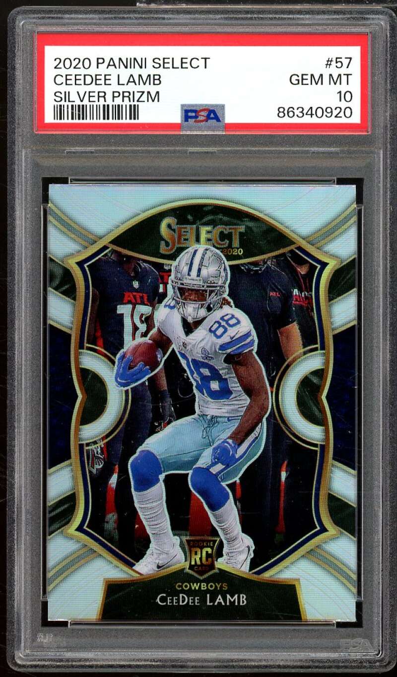 CeeDee Lamb Rookie Card 2020 Panini Select Silver Prizm #57 PSA 10 Image 1