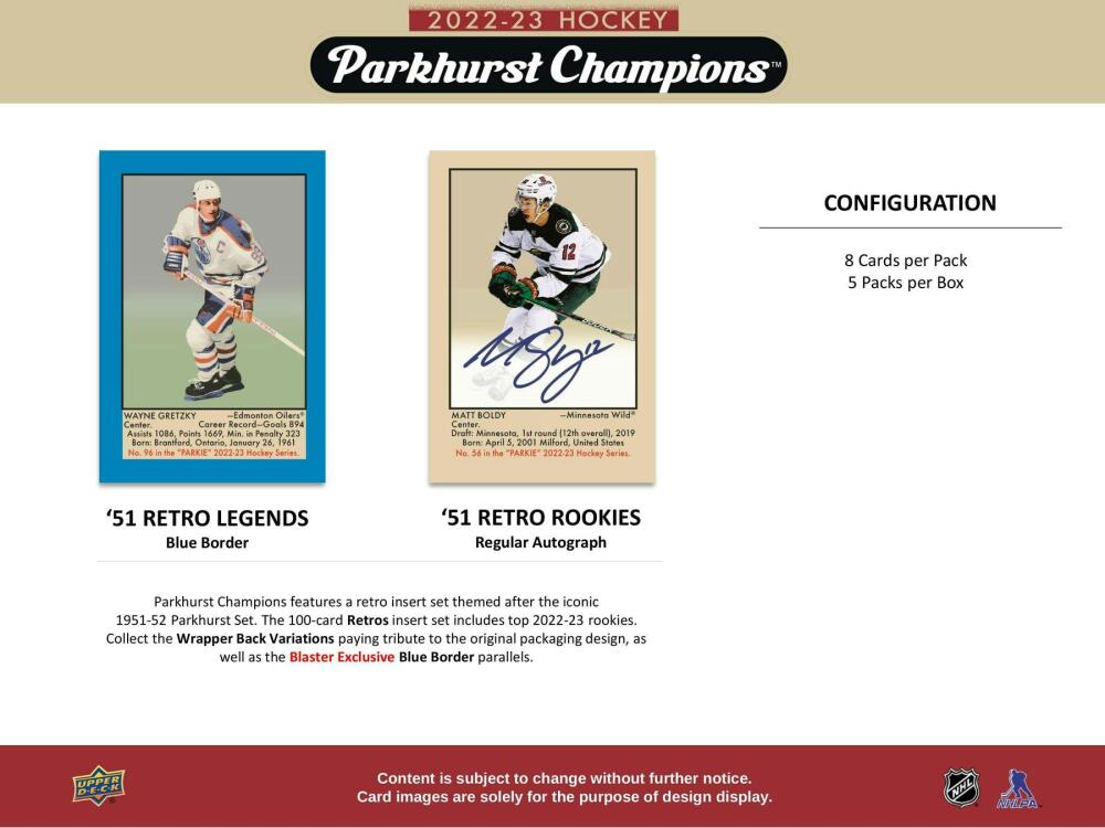 2022-23 Upper Deck Parkhurst Champions Hockey 5-Pack Blaster Box Image 4