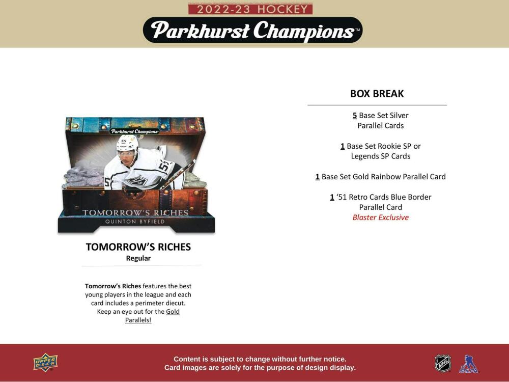 2022-23 Upper Deck Parkhurst Champions Hockey 5-Pack Blaster Box Image 5