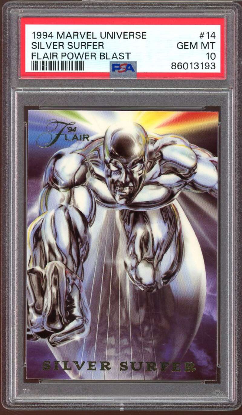 Silver Surfer Card 1994 Marvel Universe Flair Power Blast #14 PSA 10 Image 1