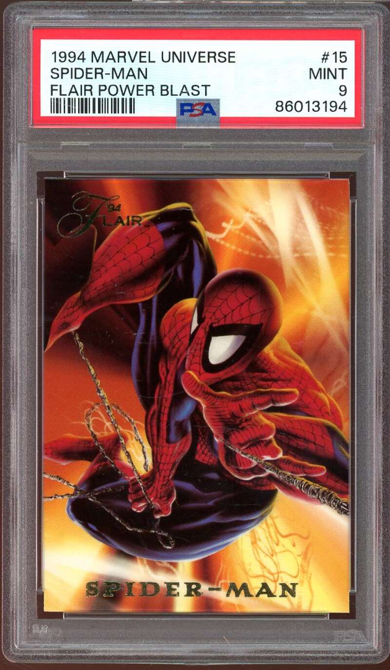 Spider-man Card 1994 Marvel Universe Flair Power Blast #15 PSA 9 Image 1