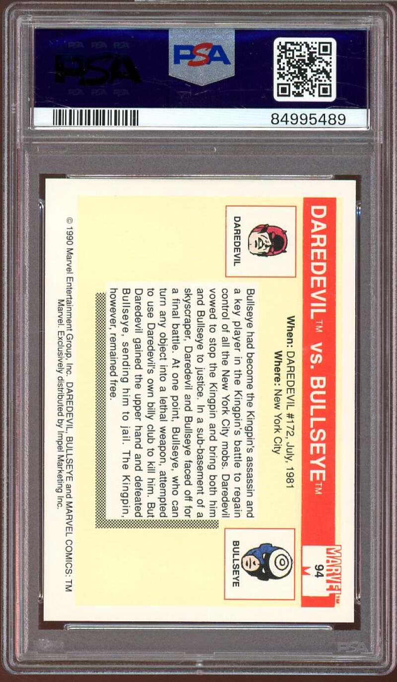 Daredevil vs Bullseye Card 1990 Marvel Universe #94 PSA 7 Image 2