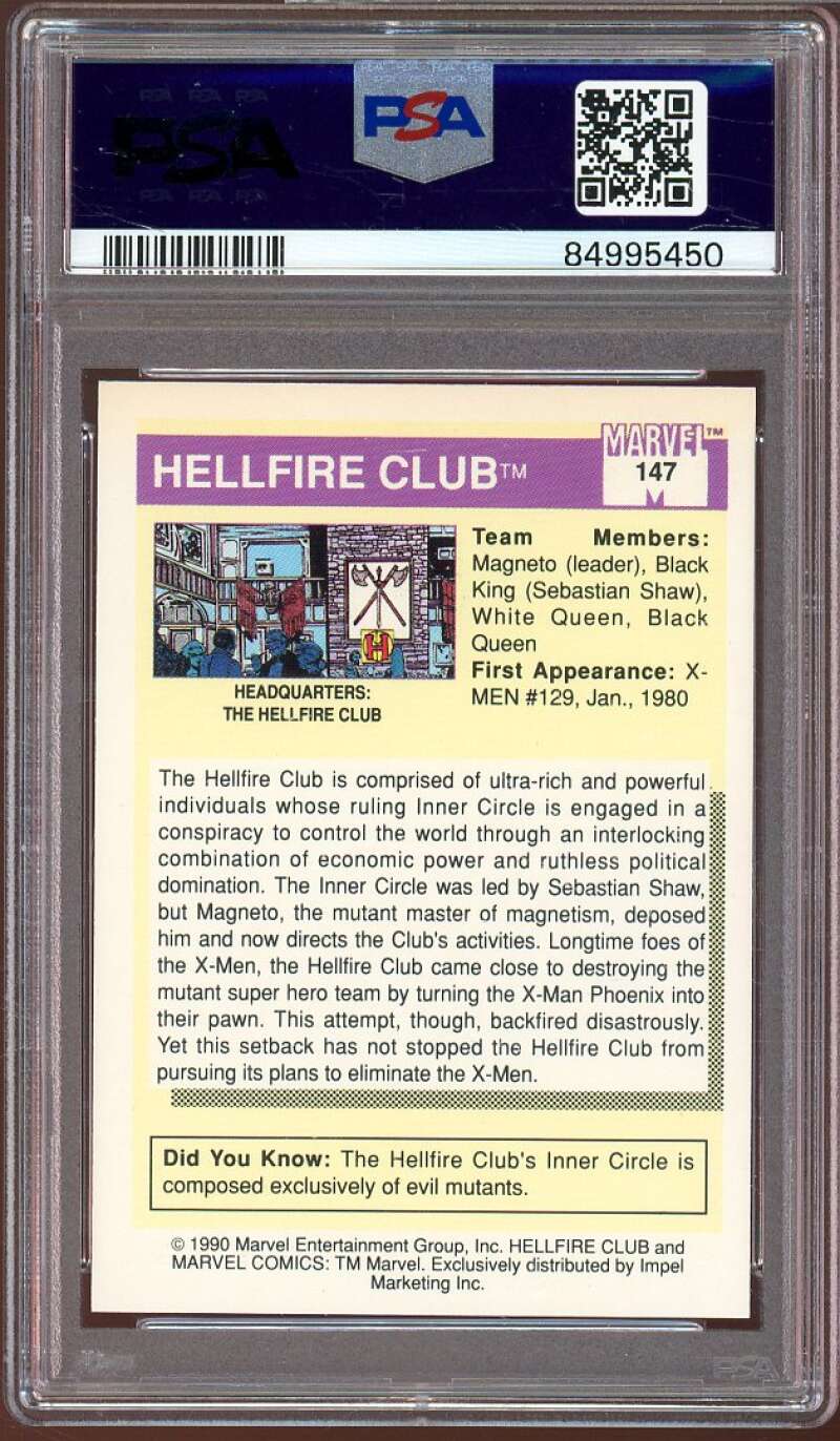 Hellfire Club Card 1990 Marvel Universe #147 PSA 7 Image 2