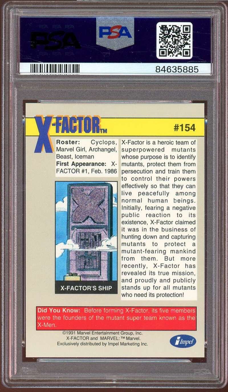 X-factor Card 1991 Marvel Universe #154 PSA 6 Image 2