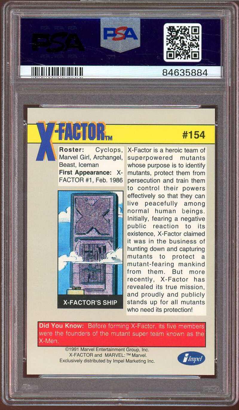 X-factor Card 1991 Marvel Universe #154 PSA 7 Image 2