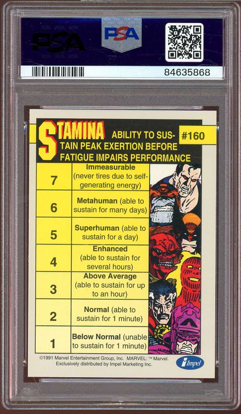 Agility/Stamina Card 1991 Marvel Universe #160 PSA 7 Image 2