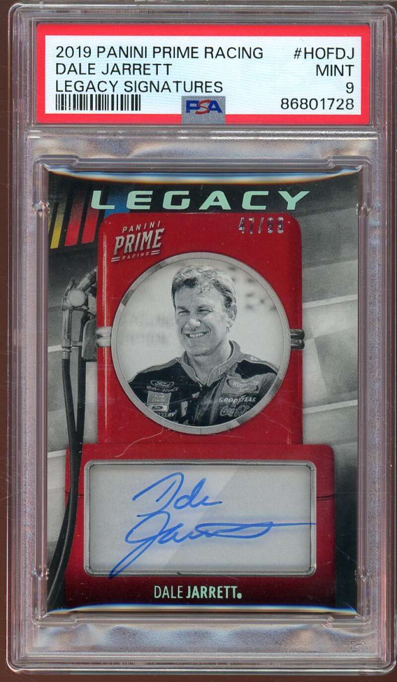 Dale Jarrett Card 2019 Panini Prime Racing Legacy Signatures #hofdj PSA 9 Image 1