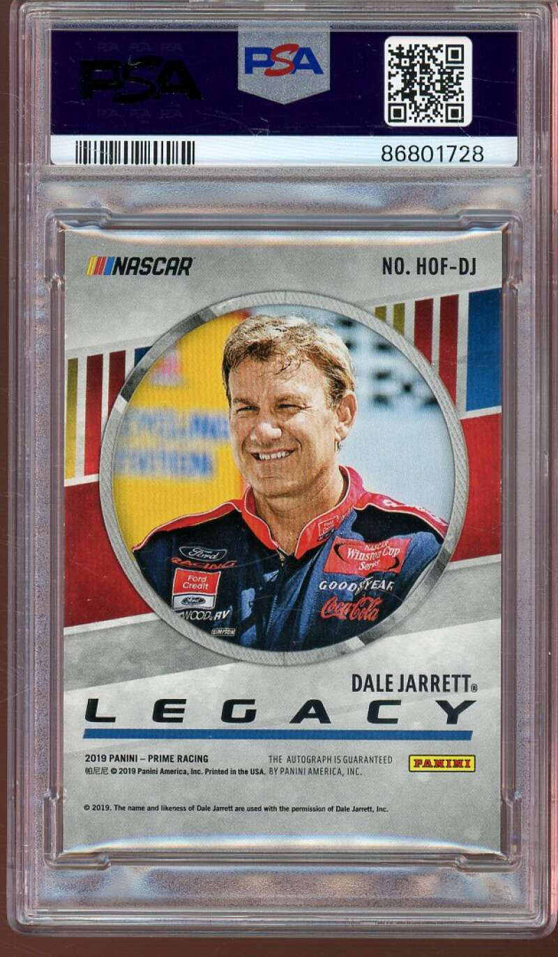 Dale Jarrett Card 2019 Panini Prime Racing Legacy Signatures #hofdj PSA 9 Image 2