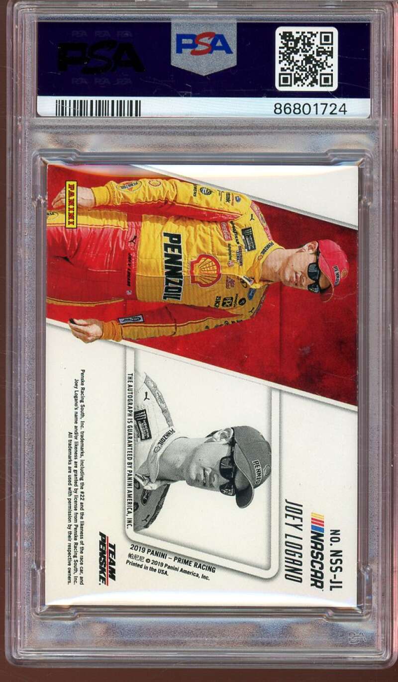 Joey Logano Card 2019 Panini Prime Racing Nascar Signatures Sponsors #jl PSA 9 Image 2