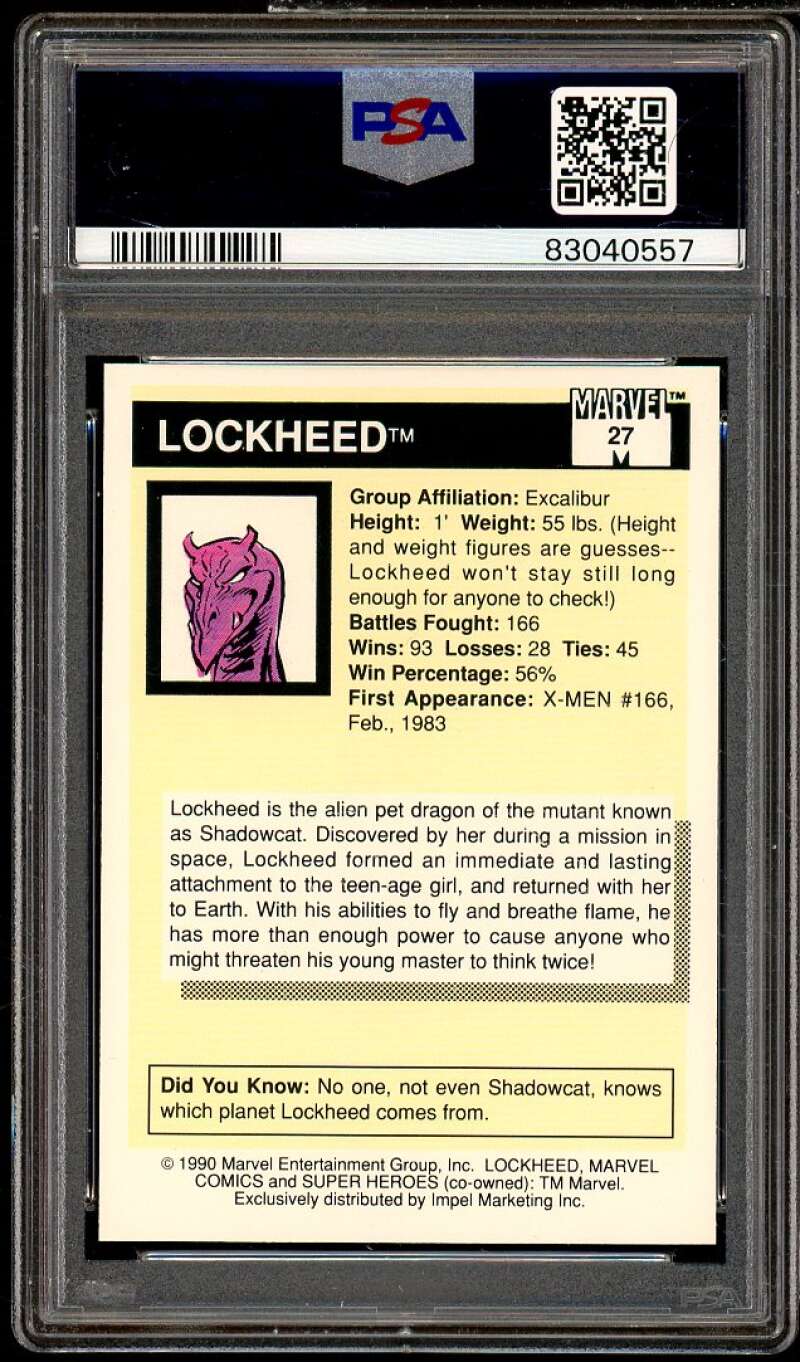 Lockheed Card 1990 Marvel Universe #27 PSA 6 Image 2