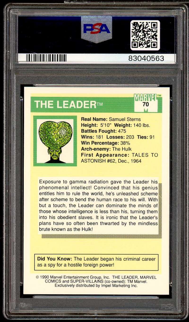 The Leader Card 1990 Marvel Universe #70 PSA 6 Image 2