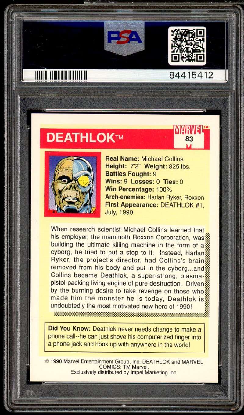 Deathlok Card 1990 Marvel Universe #83 PSA 7 Image 2