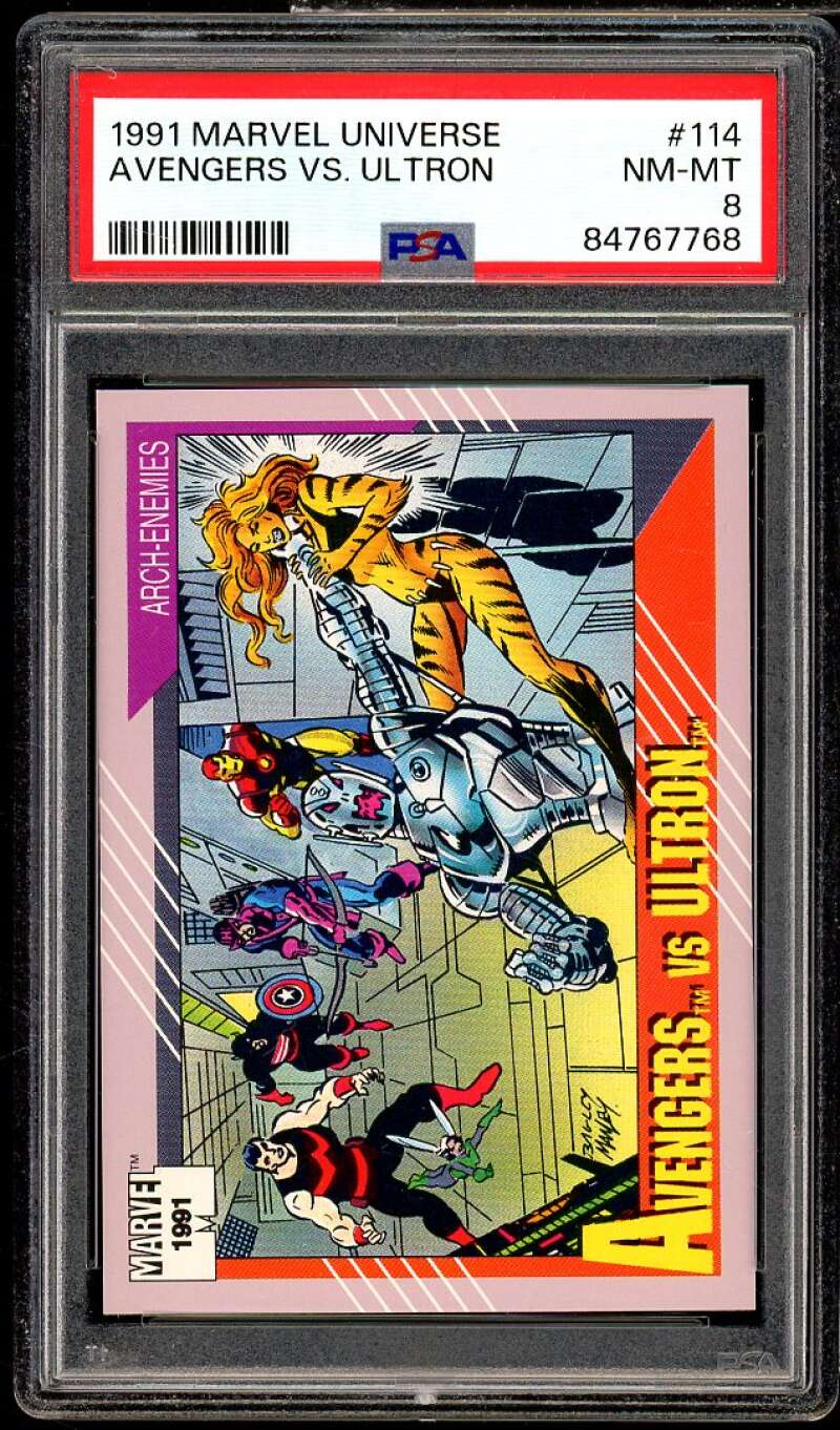 Avengers Vs Ultron Card 1990 Marvel Universe #114 PSA 8 Image 1