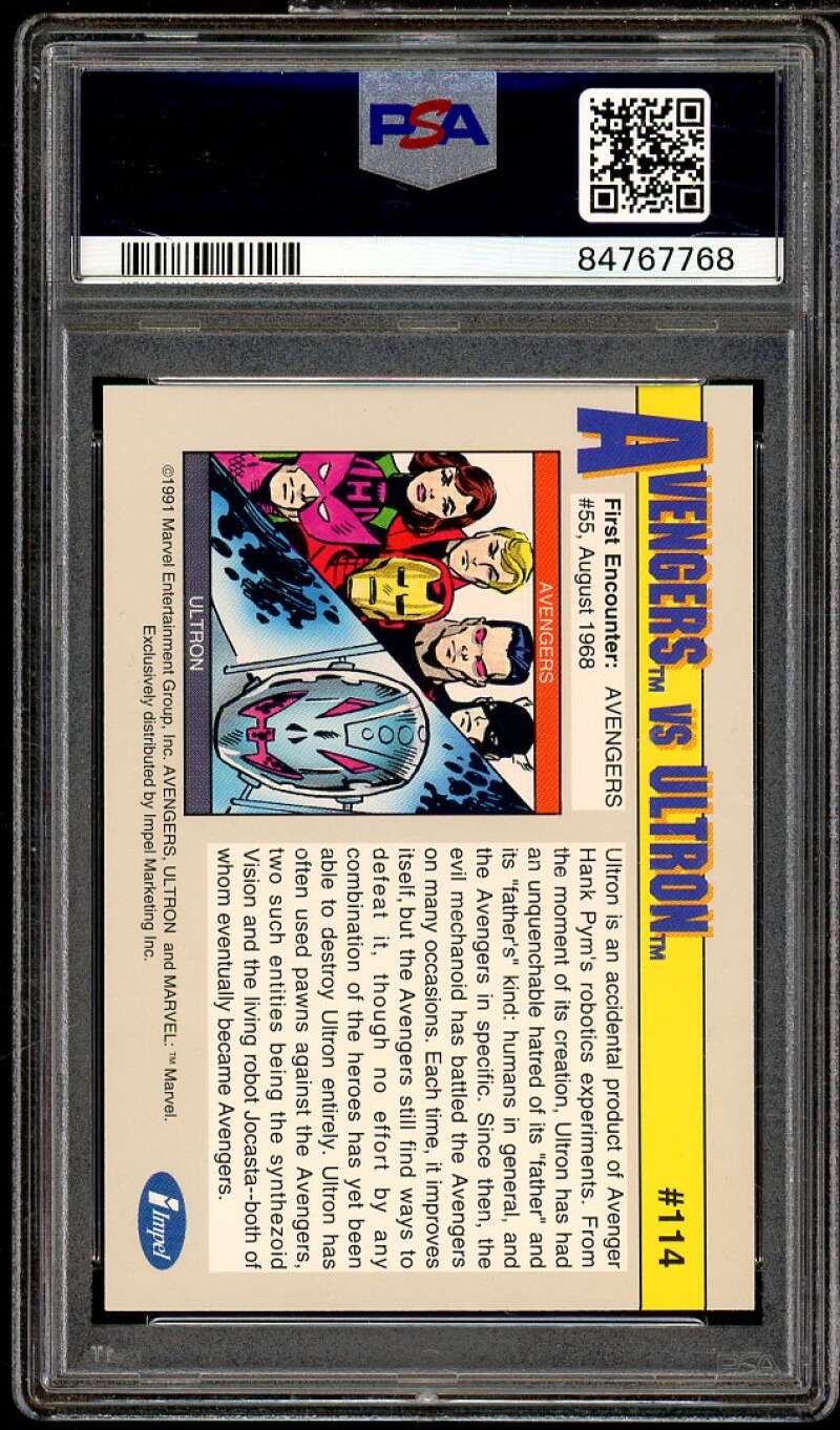Avengers Vs Ultron Card 1990 Marvel Universe #114 PSA 8 Image 2