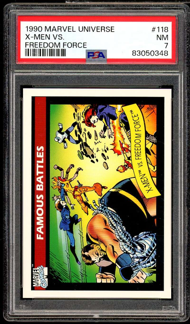 X-Men Vs Freedom Force Card 1990 Marvel Universe #118 PSA 7 Image 1