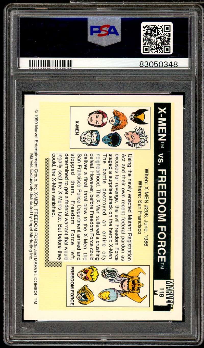 X-Men Vs Freedom Force Card 1990 Marvel Universe #118 PSA 7 Image 2