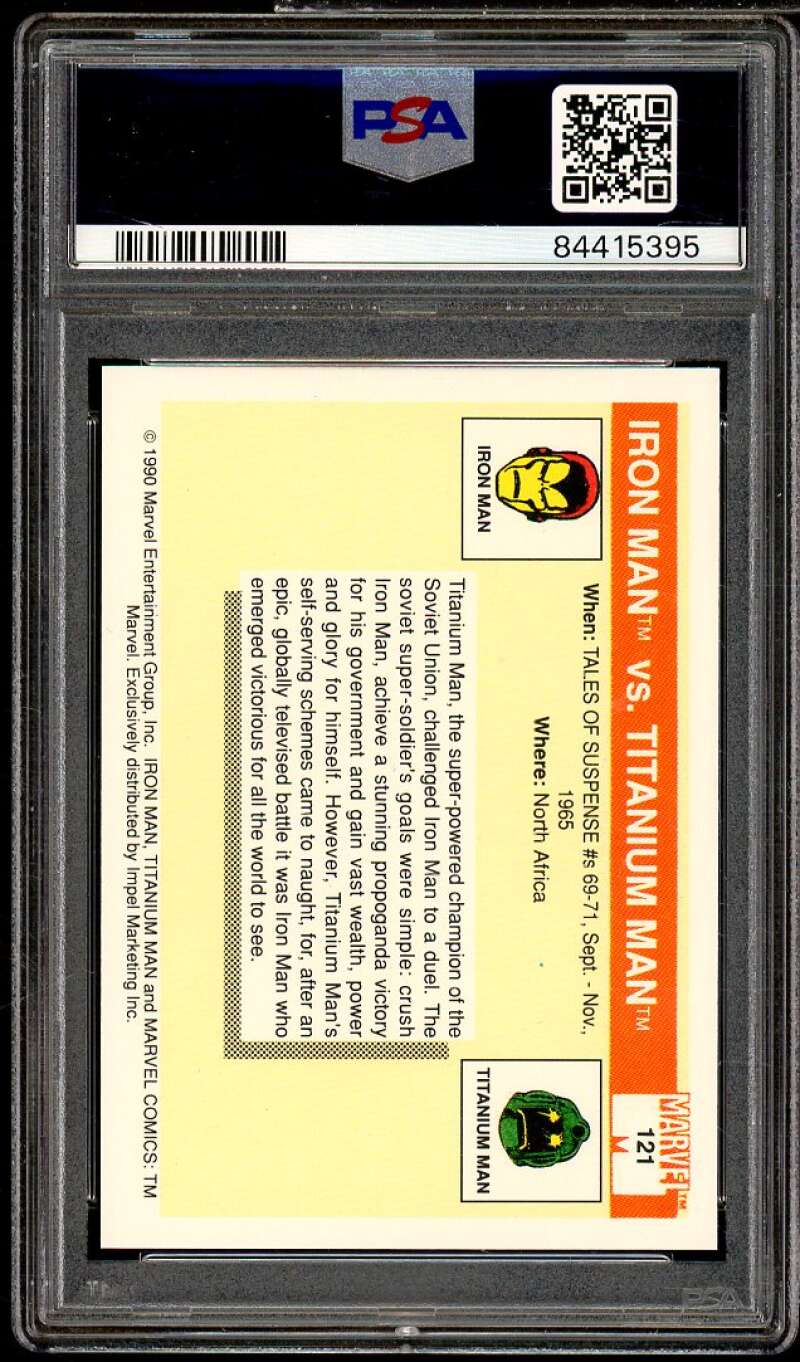 Iron Man Vs Titanium Man Card 1990 Marvel Universe #121 PSA 6 Image 2