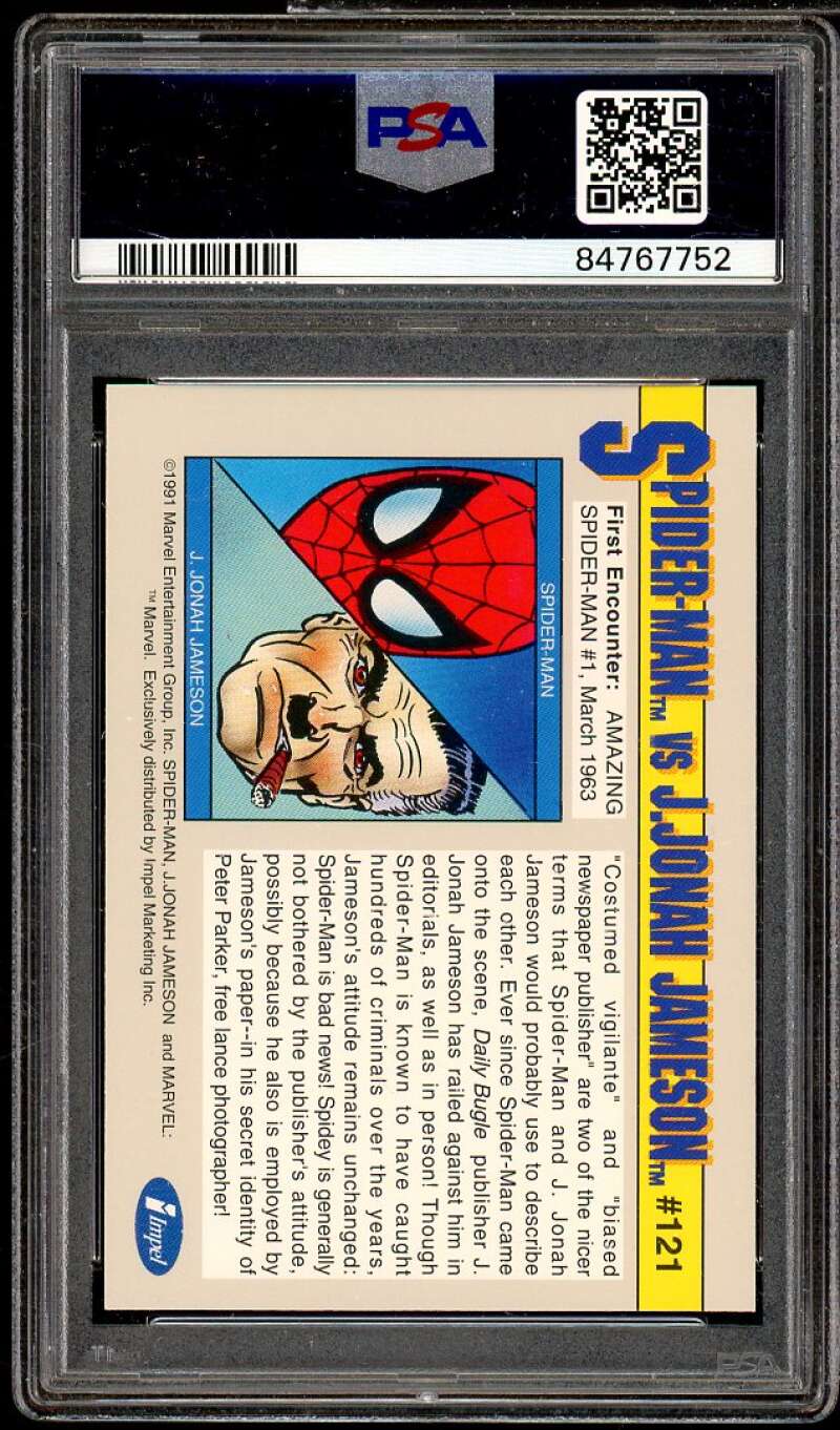 Spider-Man Vs J. Jonah Jameson Card 1991 Marvel Universe #121 PSA 8 Image 2