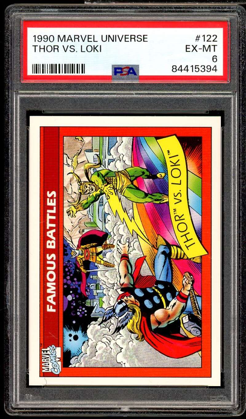 Thor Vs Loki Card 1990 Marvel Universe #122 PSA 6 Image 1