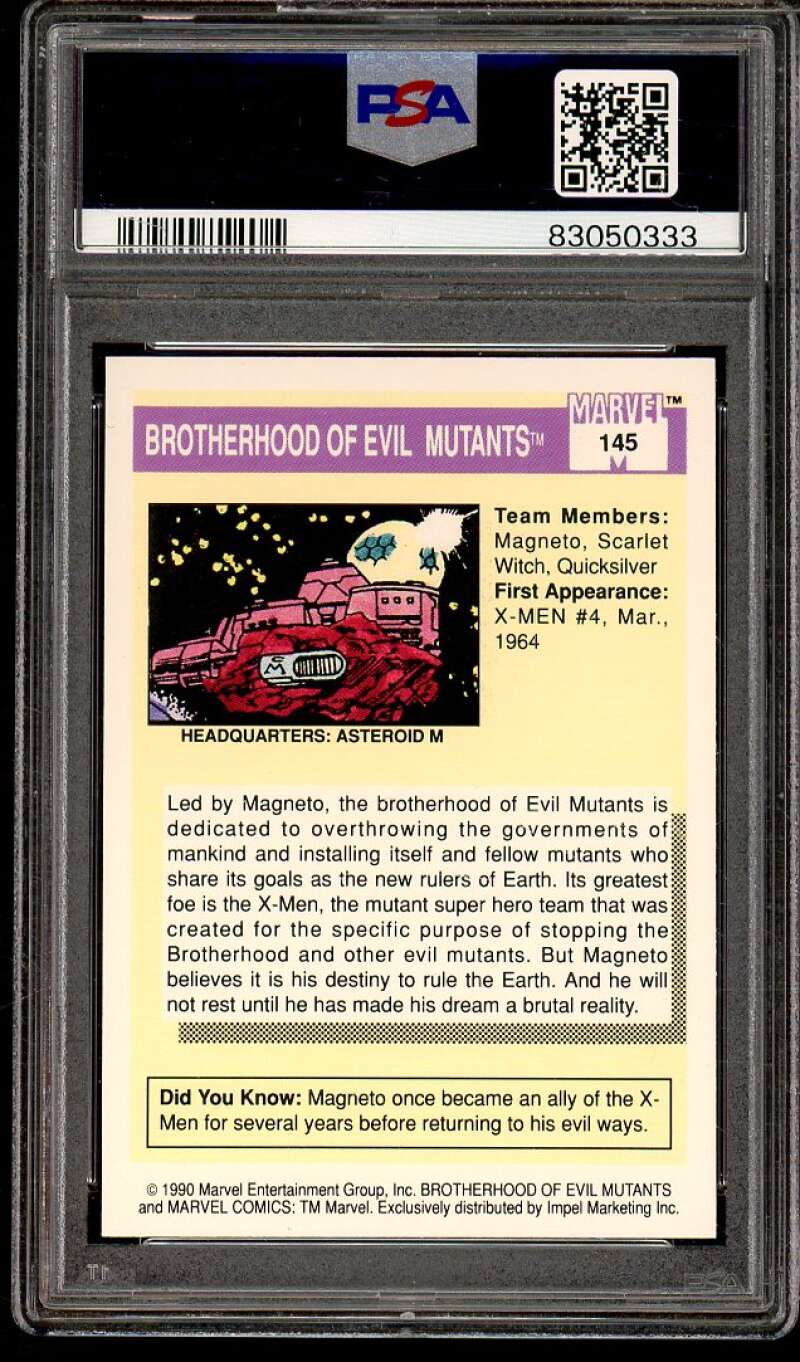 Brotherhood Of Evil Mutats Card 1990 Marvel Universe #145 PSA 7 Image 2