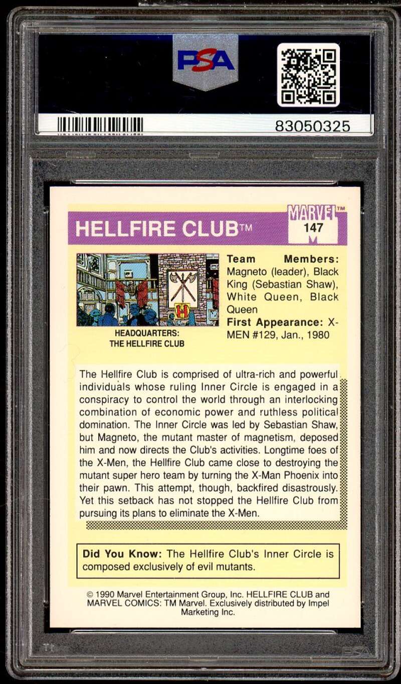Hellfire Club Card 1990 Marvel Universe #147 PSA 7 Image 2